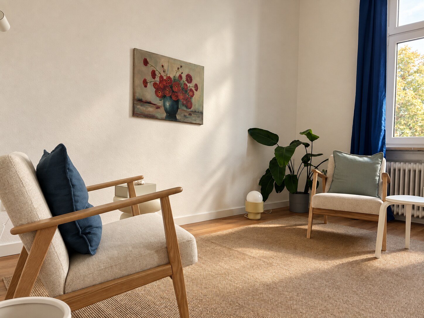 Sideboard mit Lampe im Therapieraum